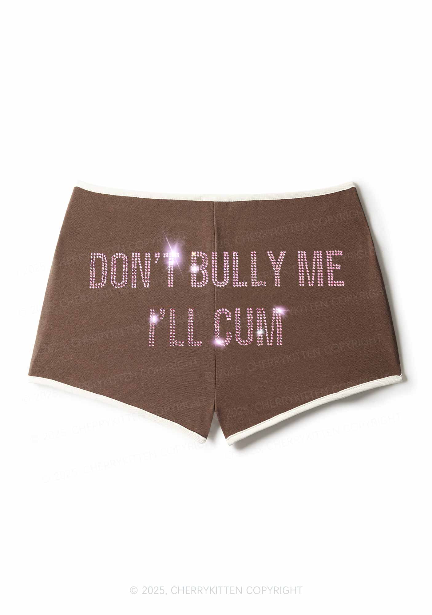 Rhinestone Dont Bully Me Y2K Booty Shorts Cherrykitten