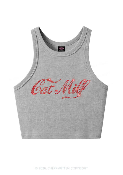 Rhinestone Cat Mxxf Y2K Crop Tank Top Cherrykitten