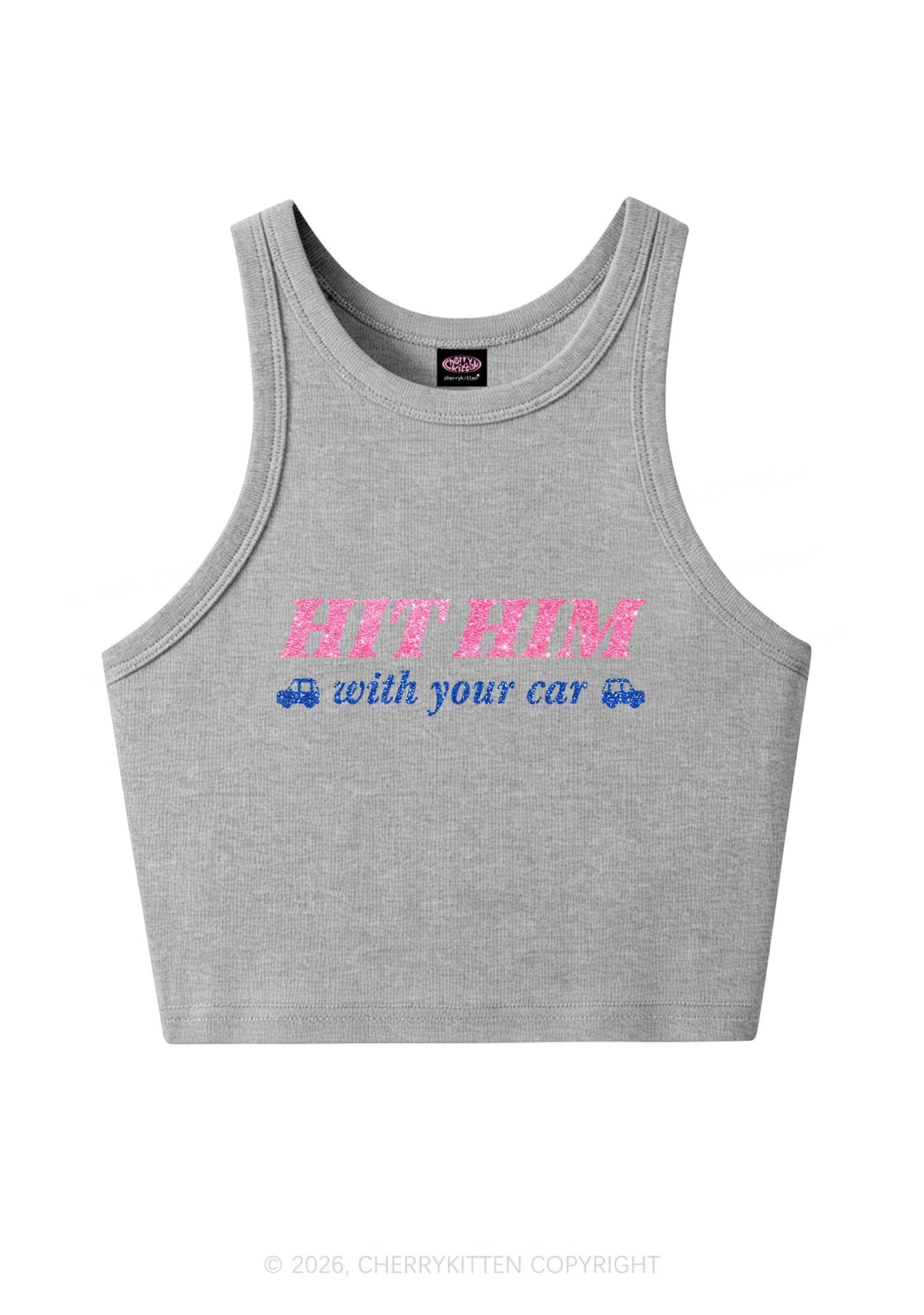 Glitter Hit Him Y2K Crop Tank Top Cherrykitten