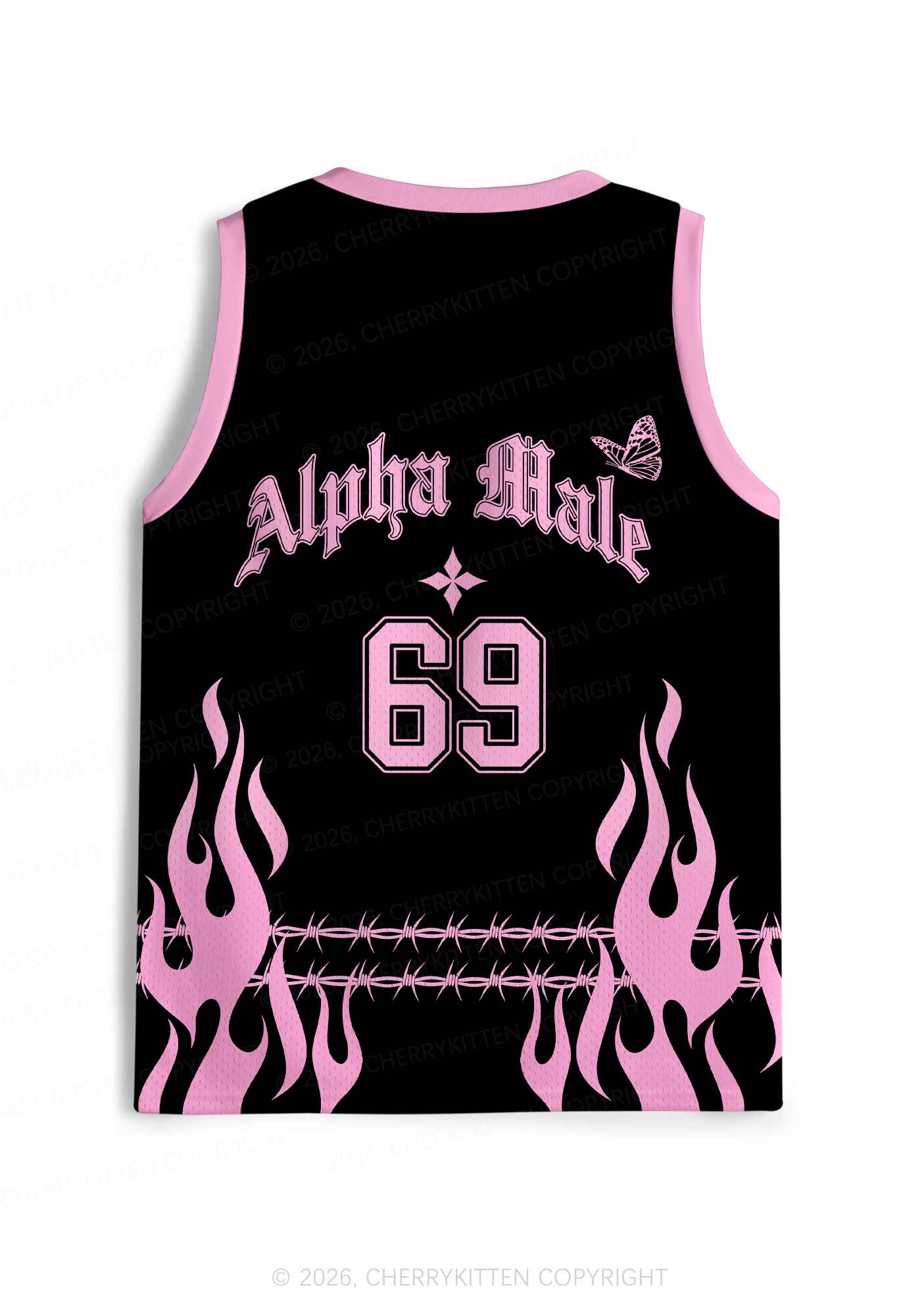 Pink Alpha Male Butterfly Pride Y2K Sport Jersey Tank Cherrykitten
