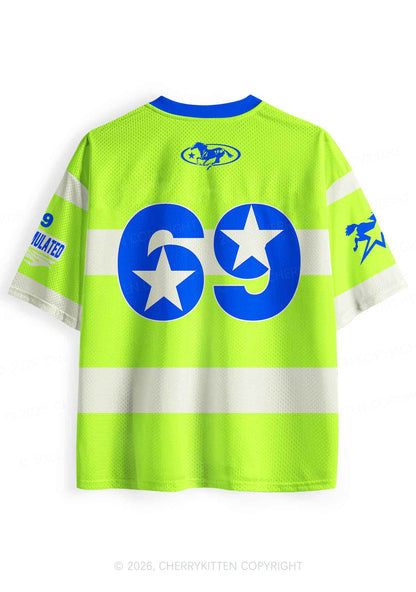 Overstimulated Green Stripes Y2K Sport Jersey Shirts Cherrykitten