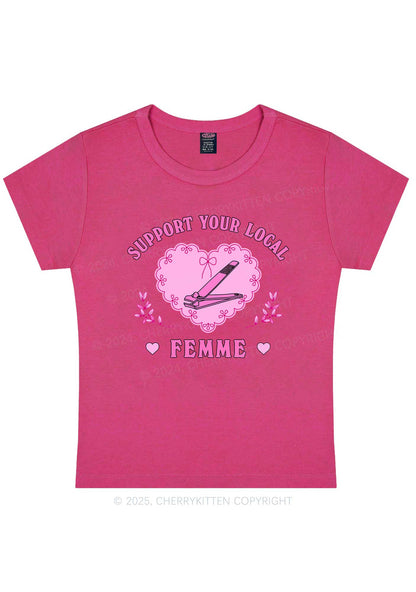 Support Your Local Femme Y2K Baby Tee Cherrykitten