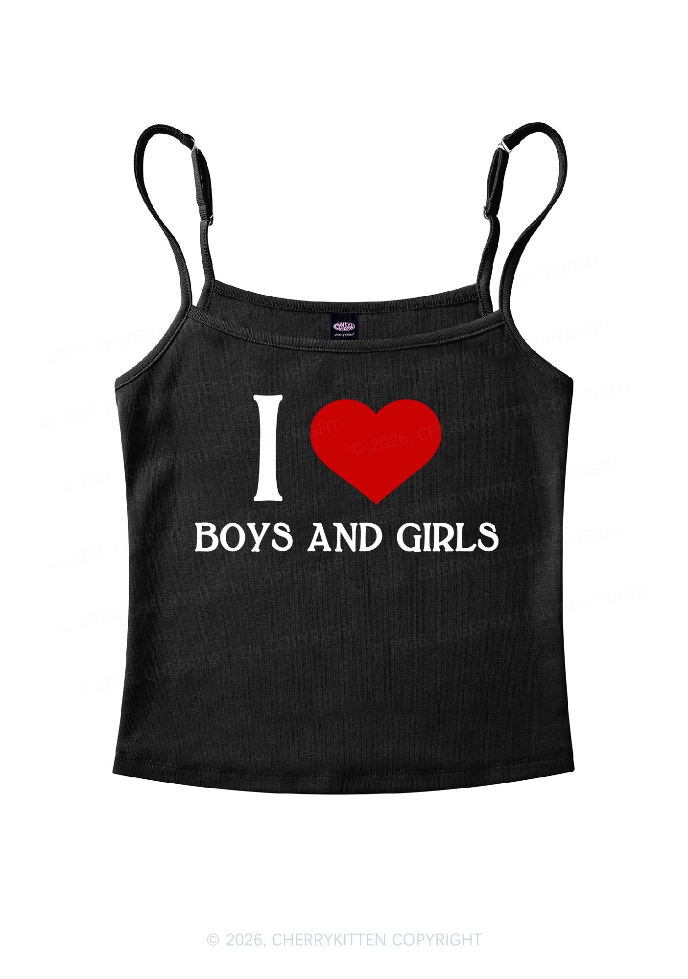 I Love Boys And Girls Pride Y2K Spaghetti Strap Cami Cherrykitten