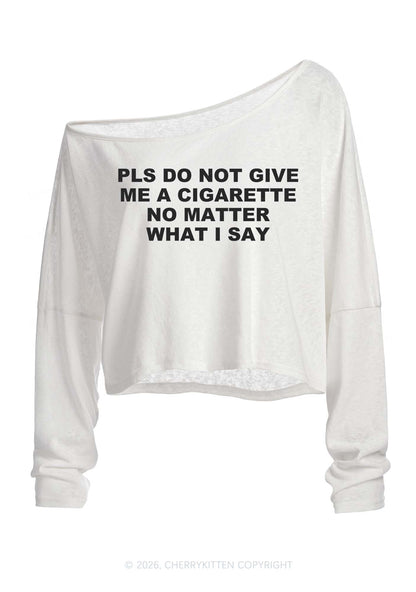 Dont Give Me Cigarette Y2K Off Shoulder Long Sleeve Crop Top Cherrykitten