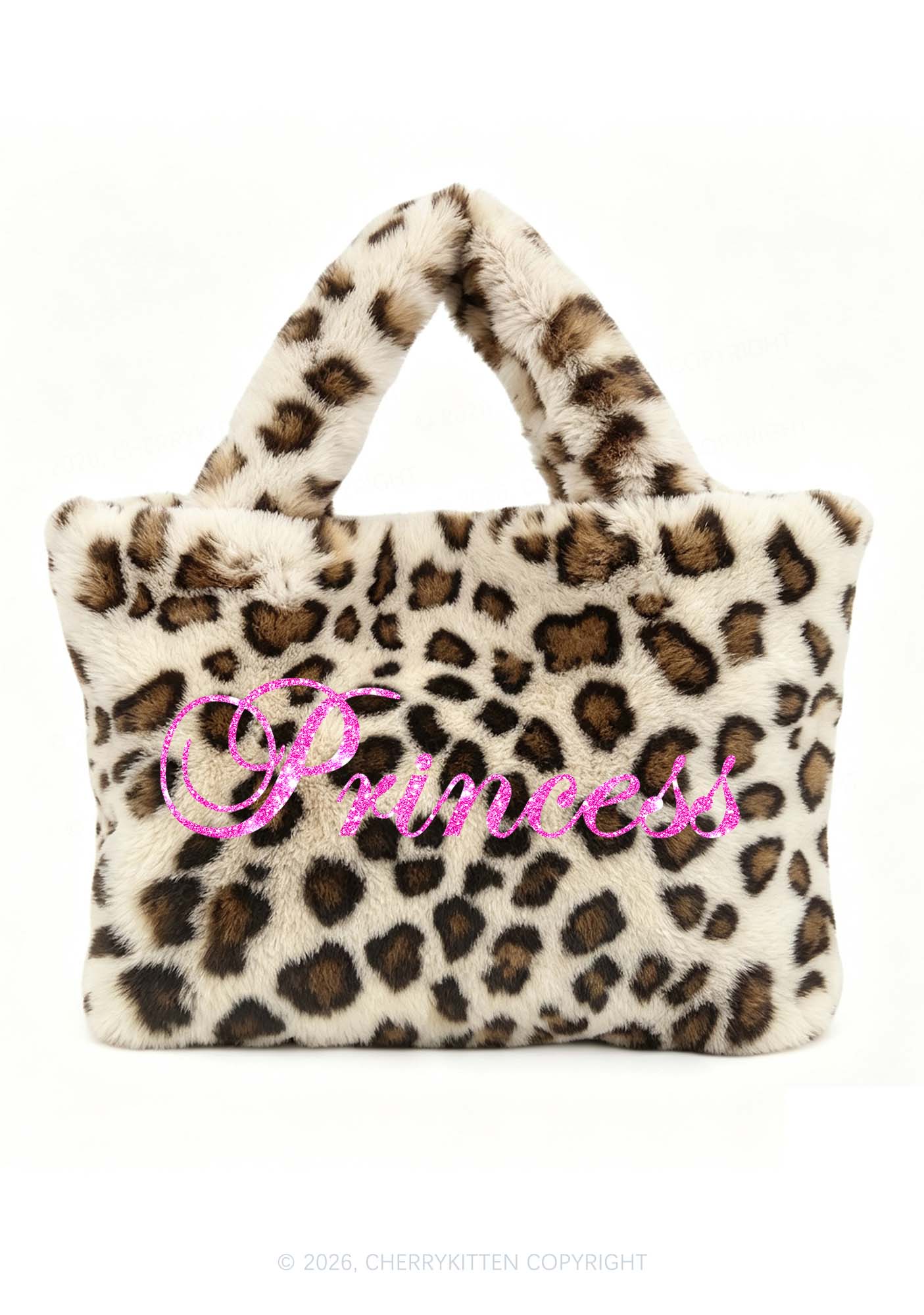 Glitter Leopard Princess Y2K Plush Leopard Handbag Cherrykitten