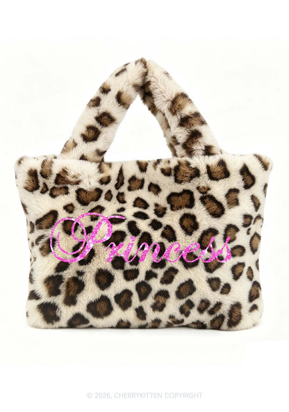Glitter Leopard Princess Y2K Plush Leopard Handbag Cherrykitten