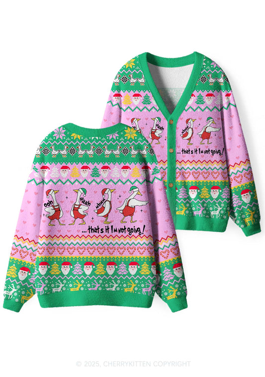 Im Not Going Goose Y2K Christmas Cardigan Knit Sweatshirt Cherrykitten
