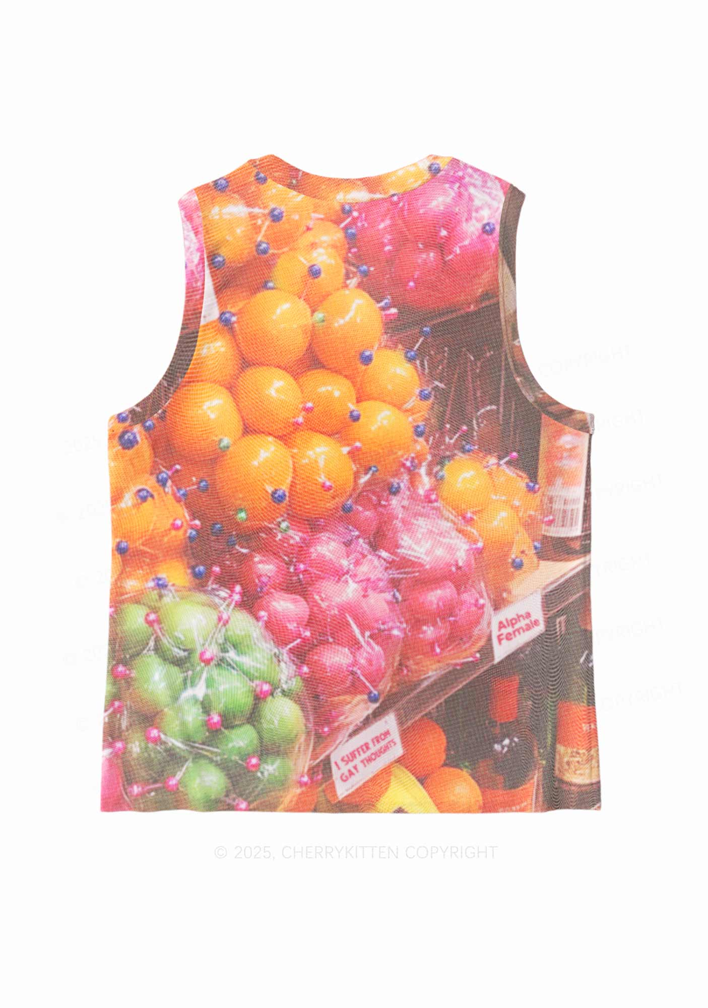 Bisexual Fruit Pride Y2K Mesh Muscle Tank Cherrykitten
