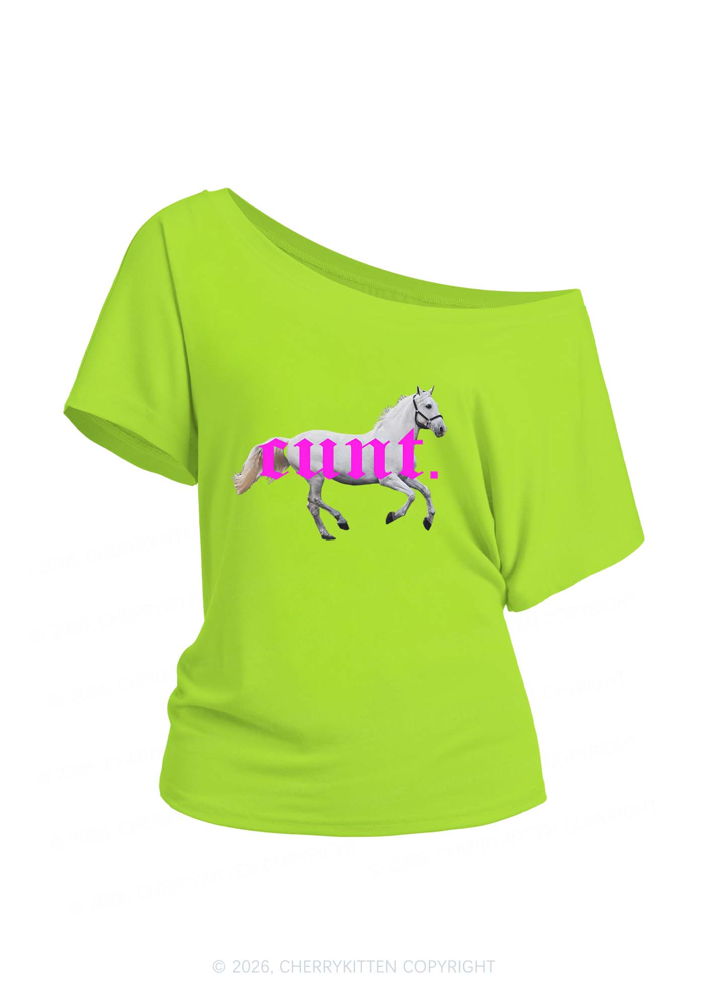 Cxxt Horse Y2K Off Shoulder Tee Cherrykitten