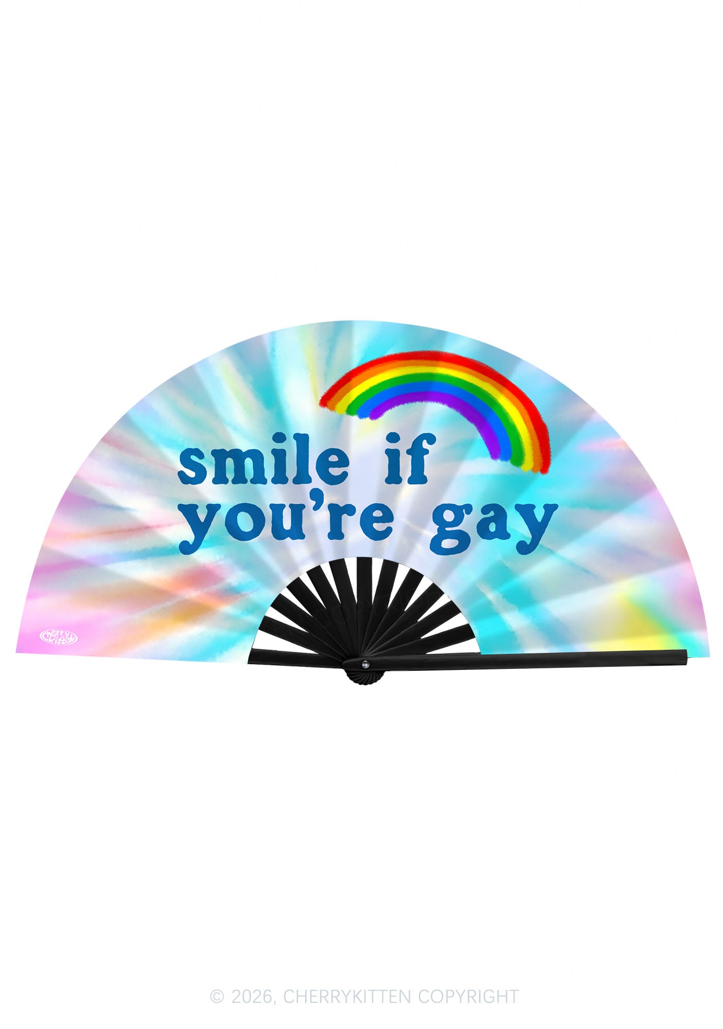 Smile If You Are Gay Pride Y2K Rave Hand Fan Cherrykitten