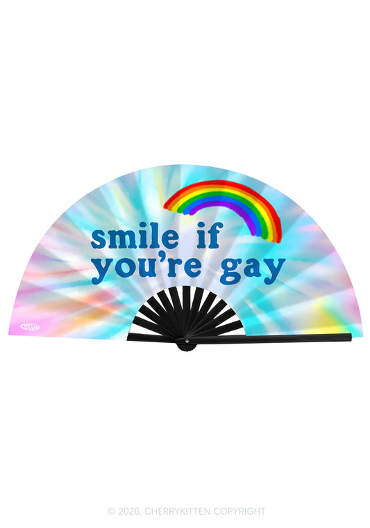 Smile If You Are Gay Pride Y2K Rave Hand Fan Cherrykitten