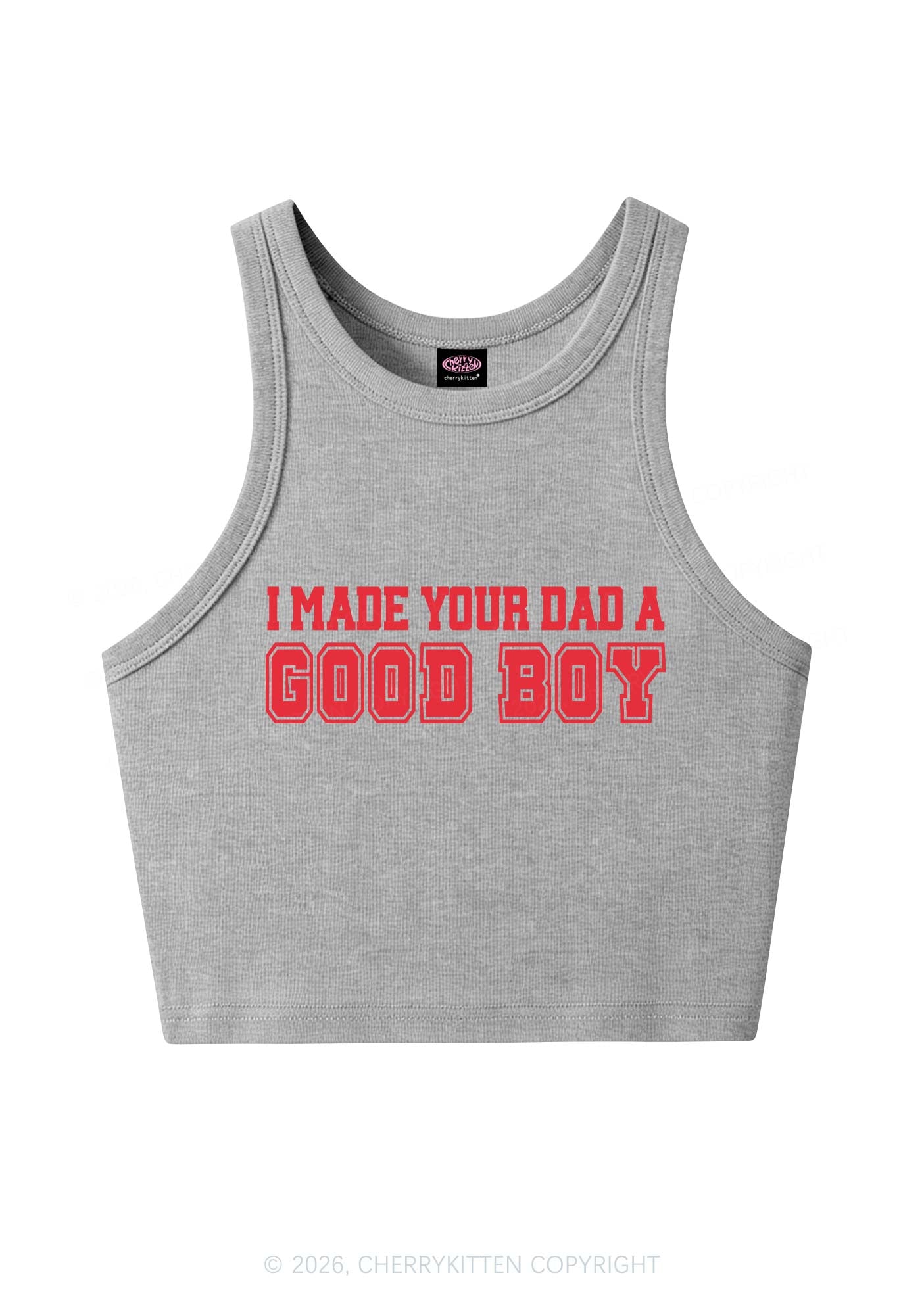 Made Your Dad A Good Boy Y2K Crop Tank Top Cherrykitten