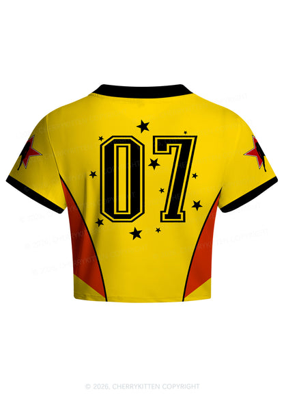 Yellow Stargirl Y2K Crop Football Jersey Shirts Cherrykitten