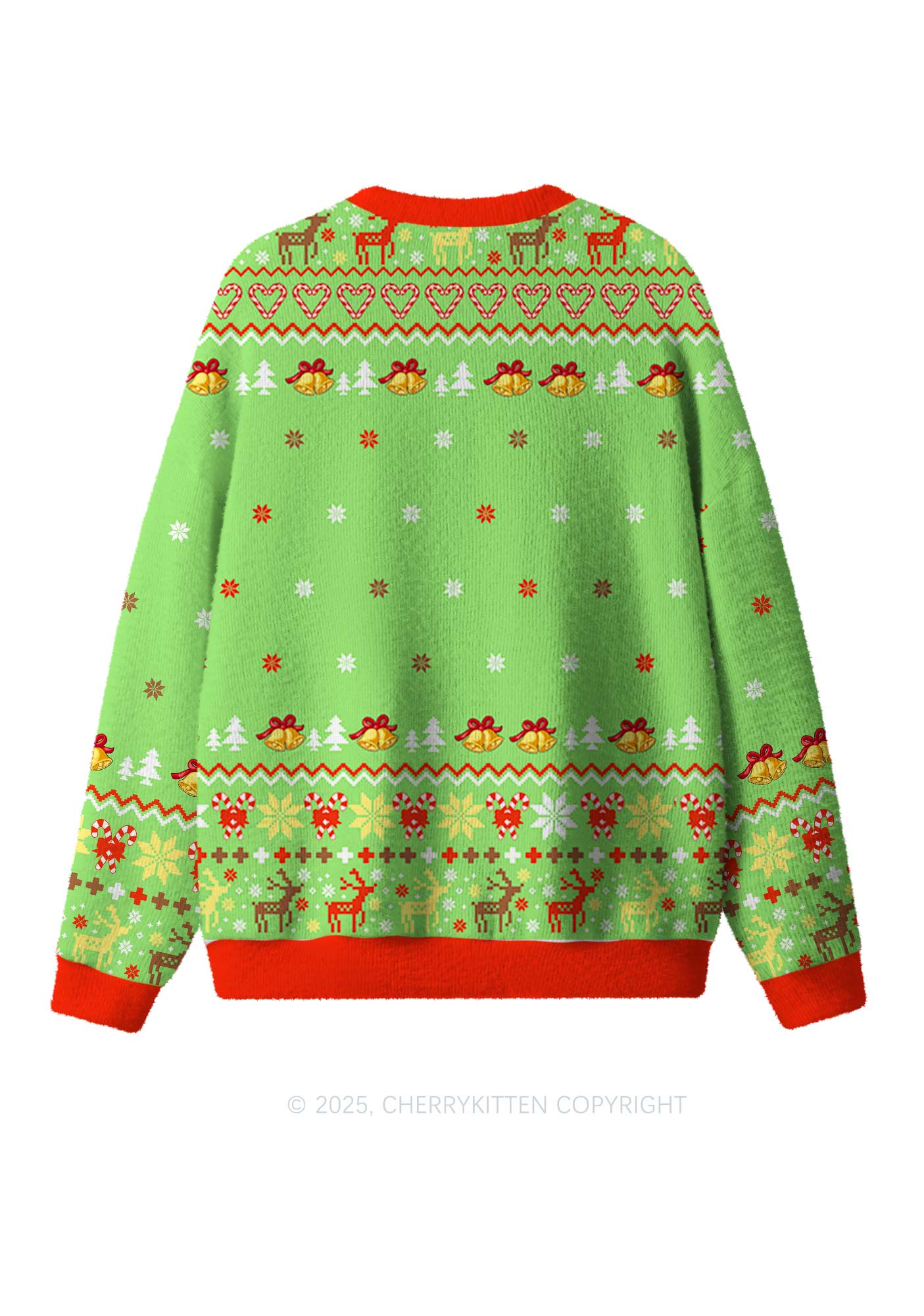 Girl Reindeer Y2K Christmas Knit Sweatshirt Cherrykitten