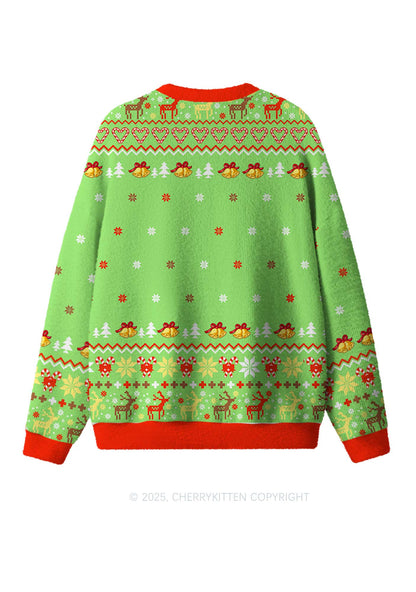 Girl Reindeer Y2K Christmas Knit Sweatshirt Cherrykitten