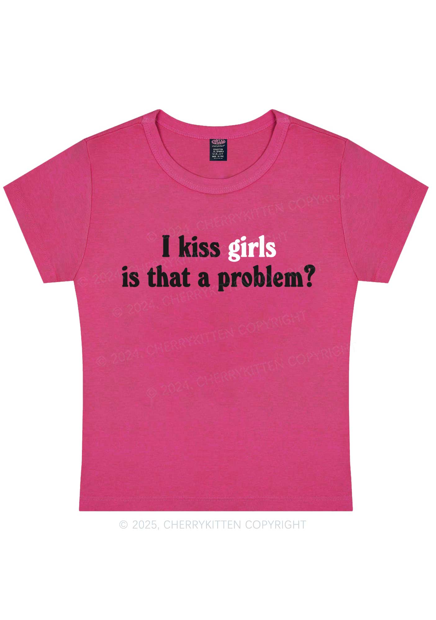 I Kiss Girls Y2K Baby Tee Cherrykitten