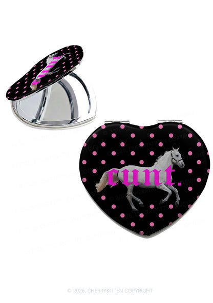 Pink Cxxt Horse Y2K Folding Makeup Mirror Cherrykitten