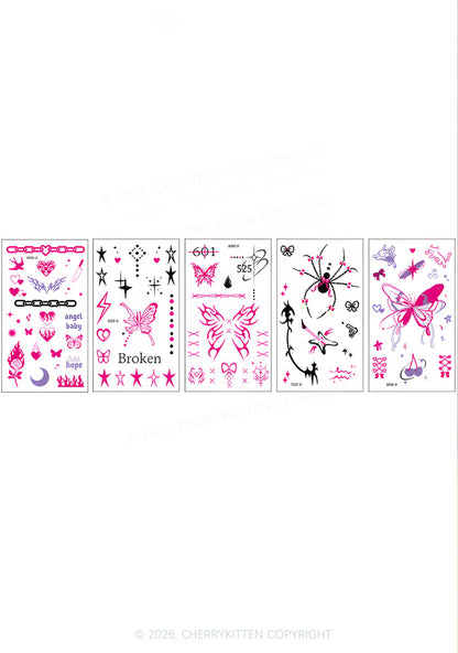5Pcs Y2K Finger Temporary Tattoo Cherrykitten