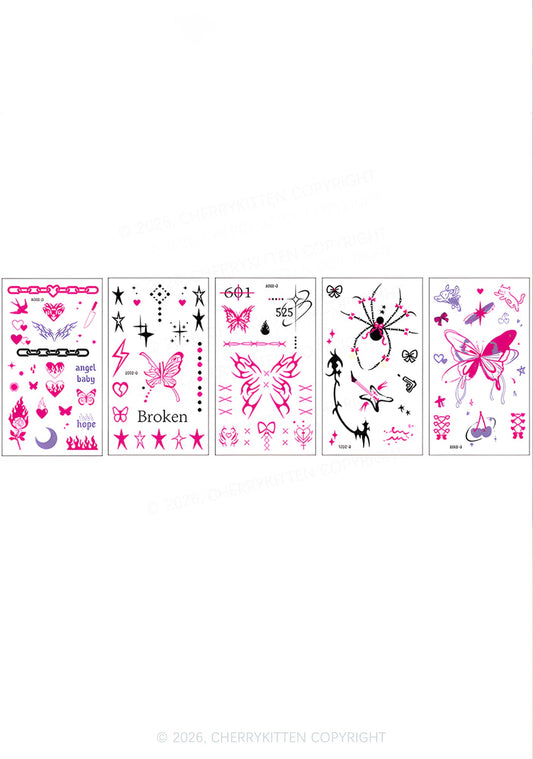 5Pcs Y2K Finger Temporary Tattoo Cherrykitten
