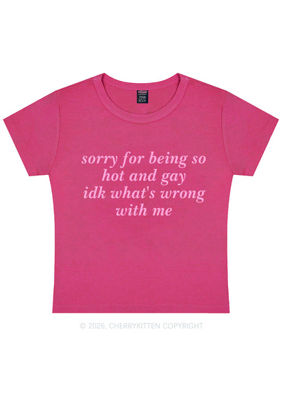 Sorry For Being Gay Pride Y2K Baby Tee Cherrykitten