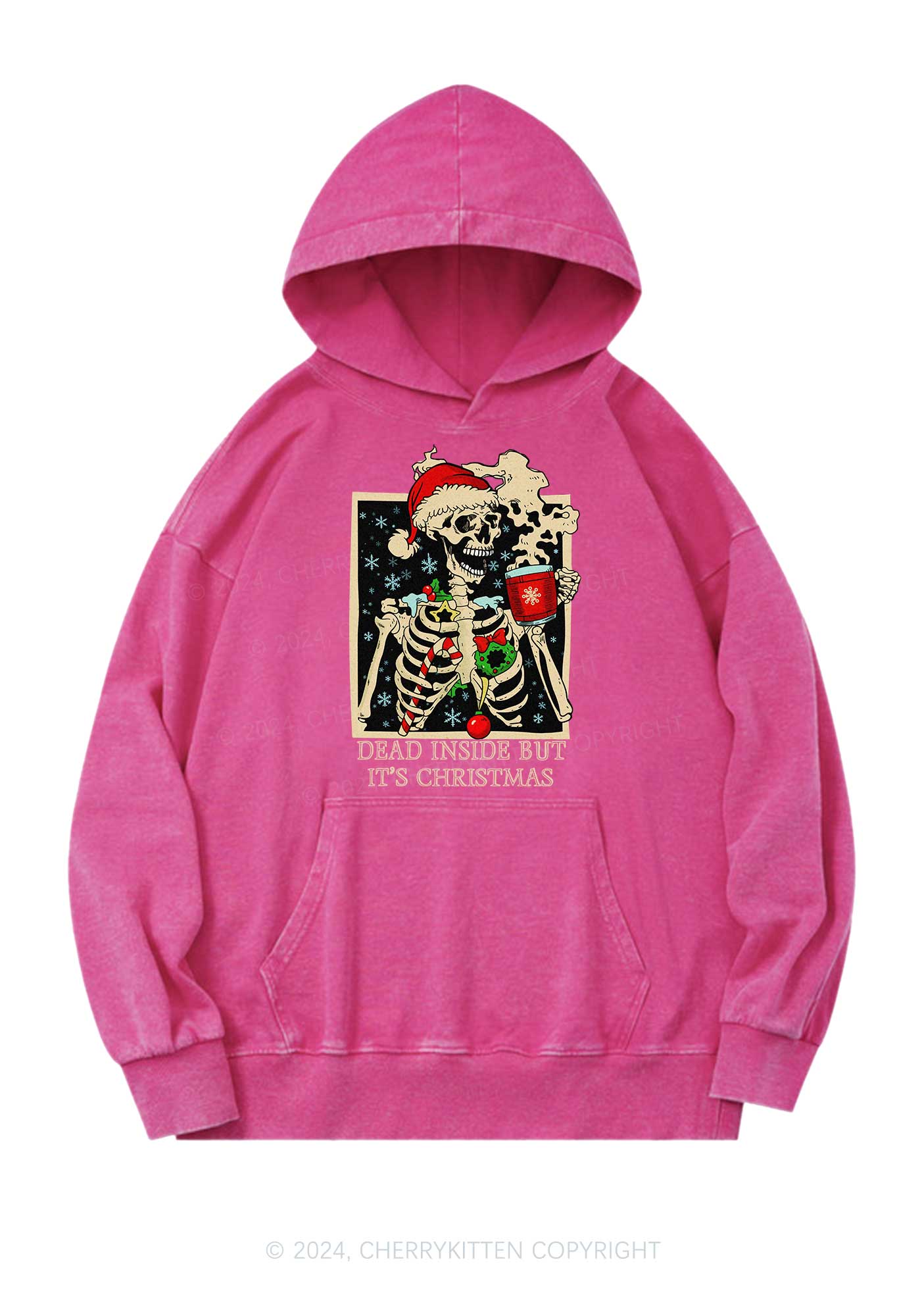 Christmas Dead Inside Y2K Washed Hoodie Cherrykitten