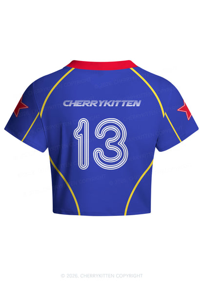 Choke Me Y2K Crop Football Jersey Shirts Cherrykitten