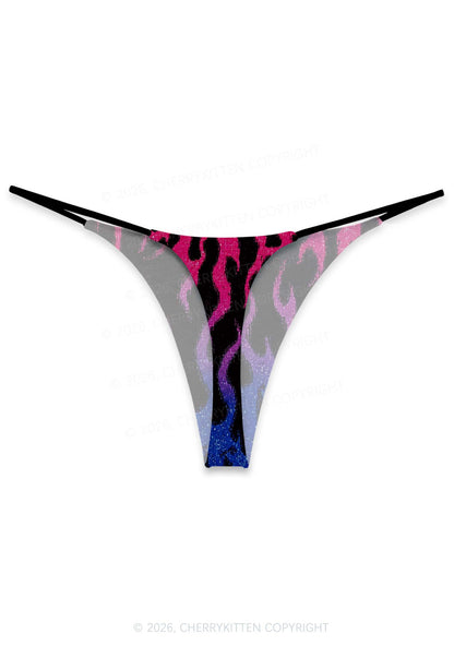 Bisexual Flame Pride Y2K Print Bikini String Thong Cherrykitten