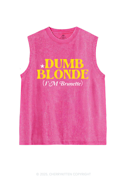 Dumb Blonde Brunette Y2K Washed Muscle Tank Cherrykitten