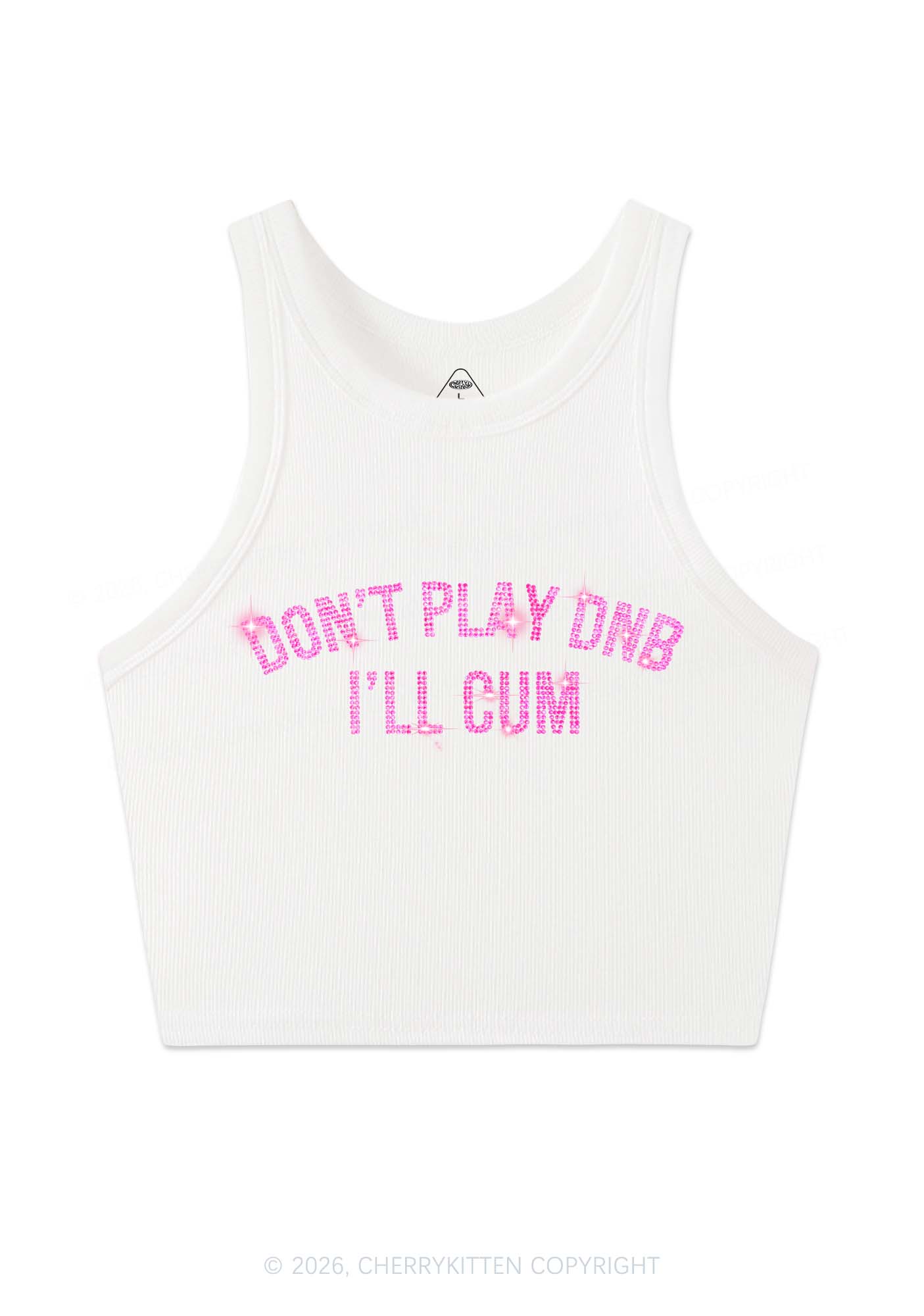 Rhinestone Dont Play DNB Y2K Crop Tank Top Cherrykitten
