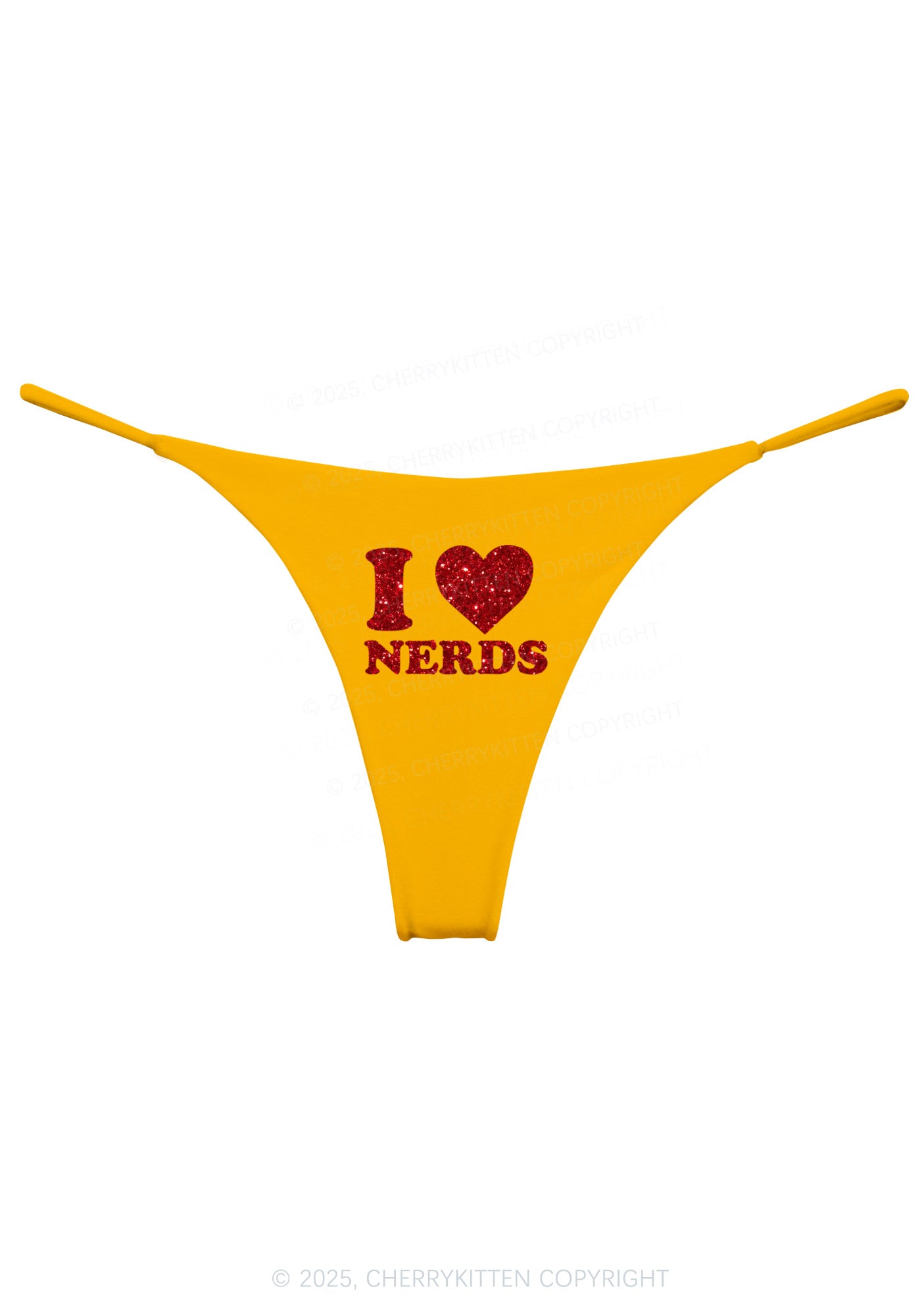 Glitter I Love Nerds Y2K Bikini String Thong Cherrykitten