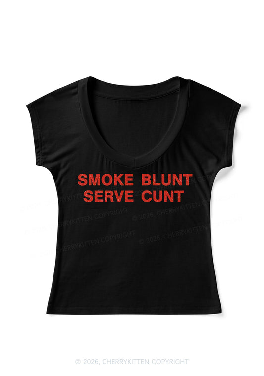 Smoke Blunt Y2K V Neck T Shirts Cherrykitten