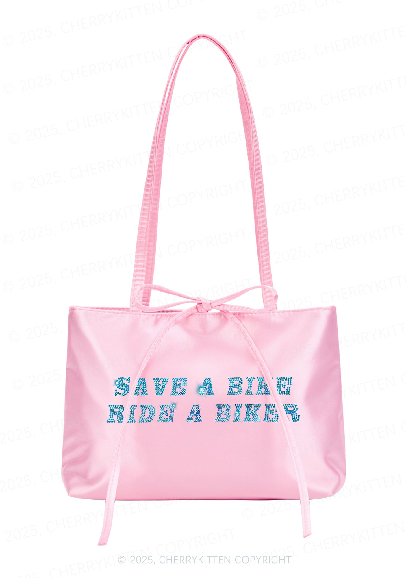 Rhinestone Save Bike Ride Biker Y2K Satin Bags Cherrykitten