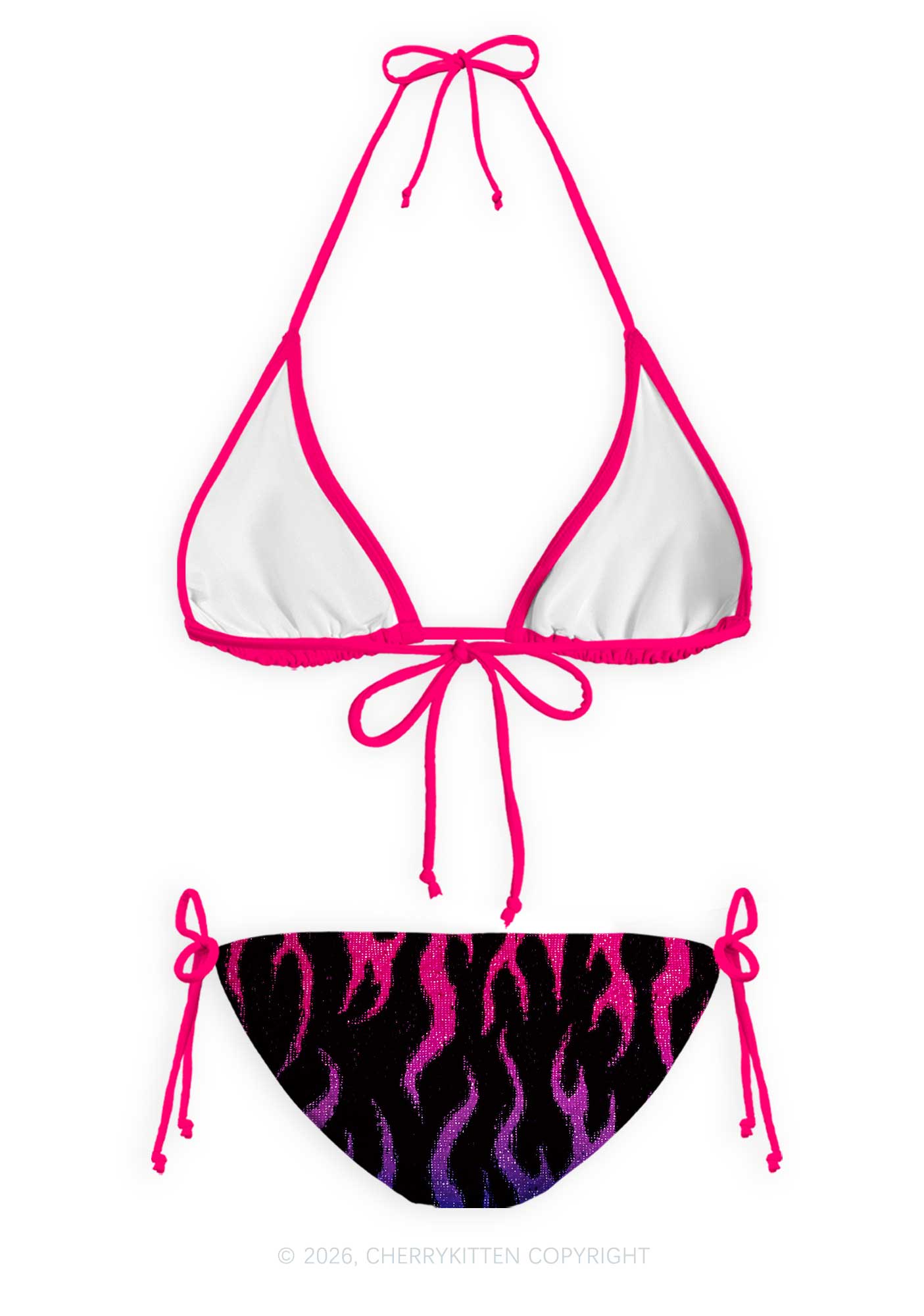 Bisexual Flame Pride Y2K Print Bikini Set Cherrykitten