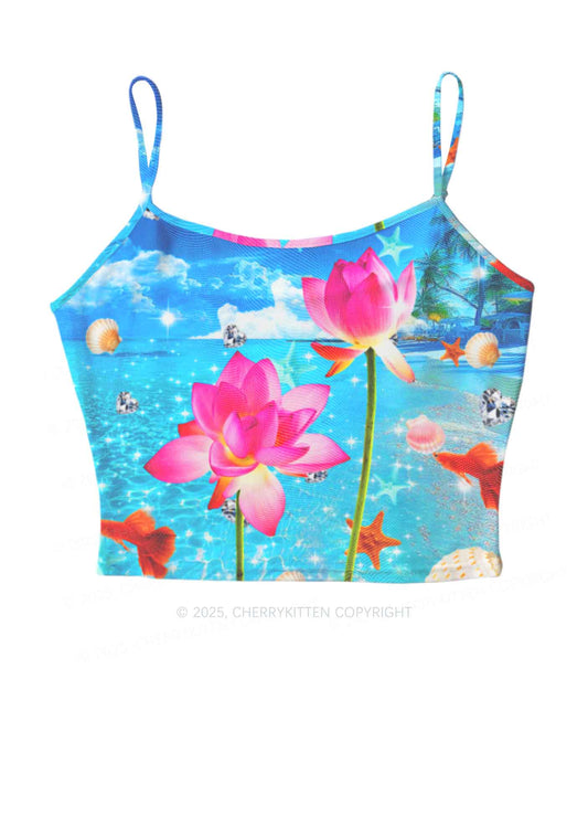 Seaside Lotus Y2K Mesh Cami Tank Cherrykitten