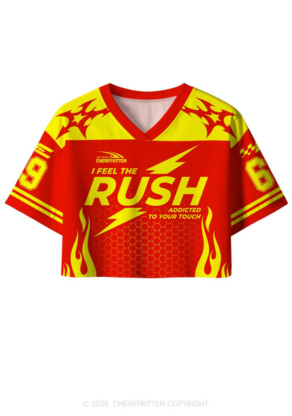 I Feel The Rush Y2K Crop Sport Jersey Shirts Cherrykitten