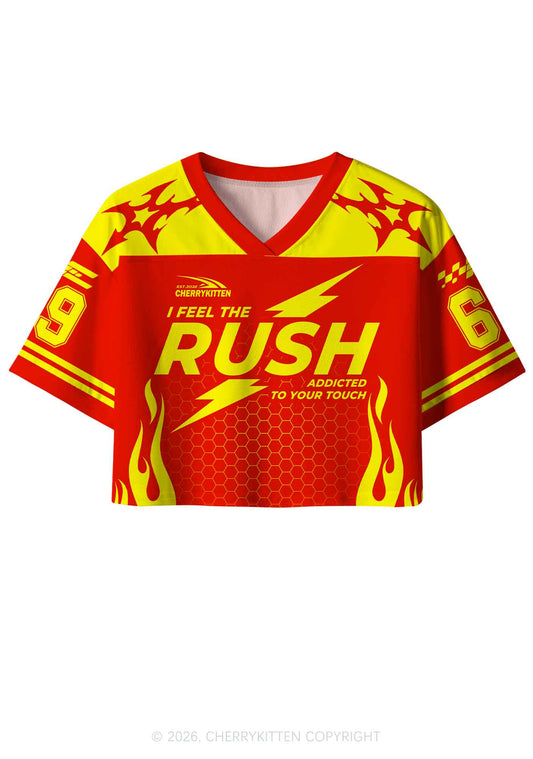 I Feel The Rush Y2K Crop Sport Jersey Shirts Cherrykitten