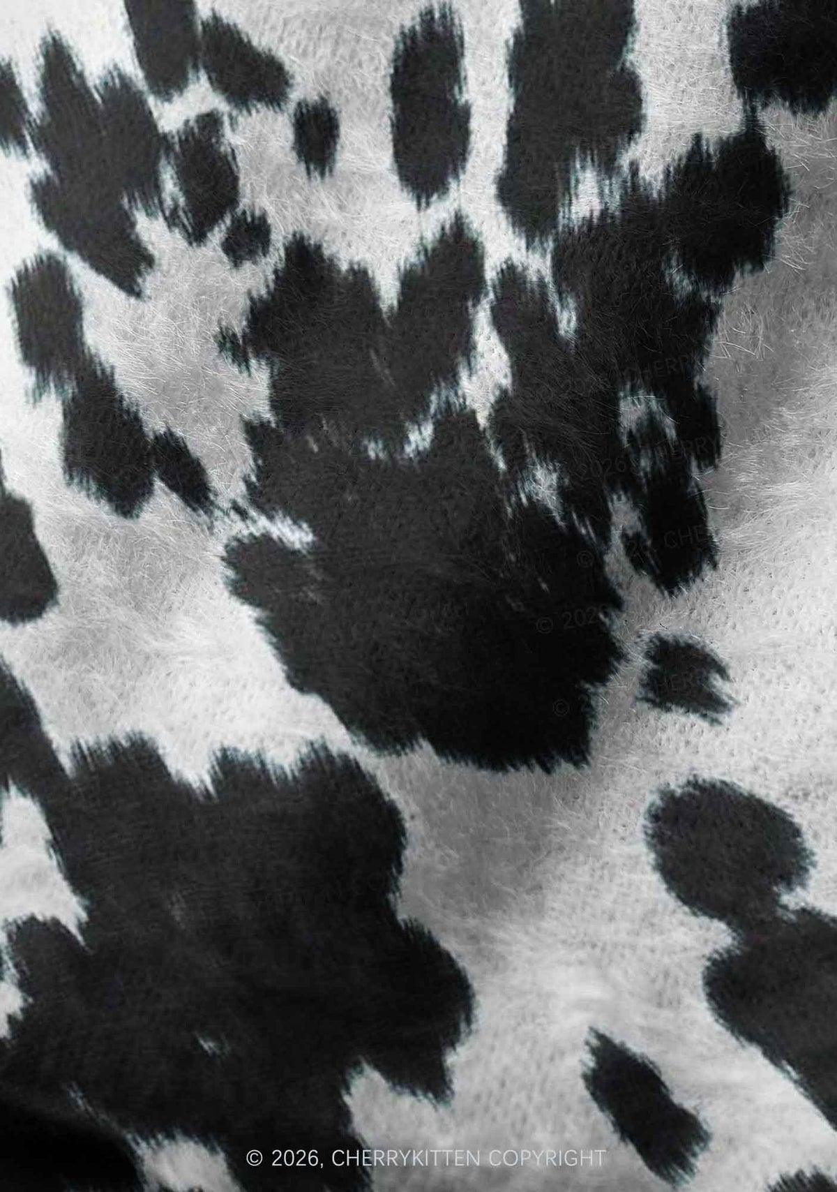 Black And White Cow Dots Y2K Print Knit Beanie Cherrykitten