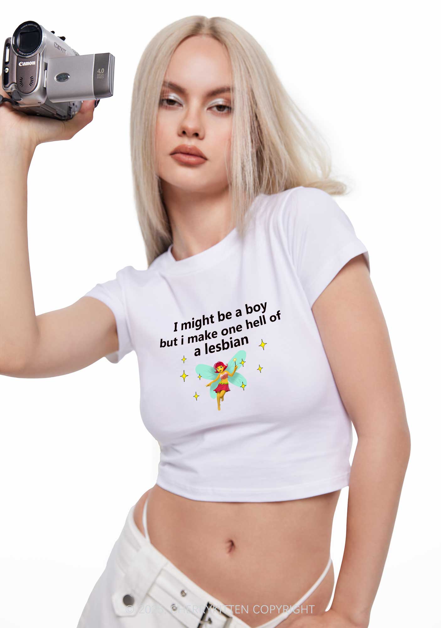 Make Hell Of Lesbian Y2K Baby Tee Cherrykitten