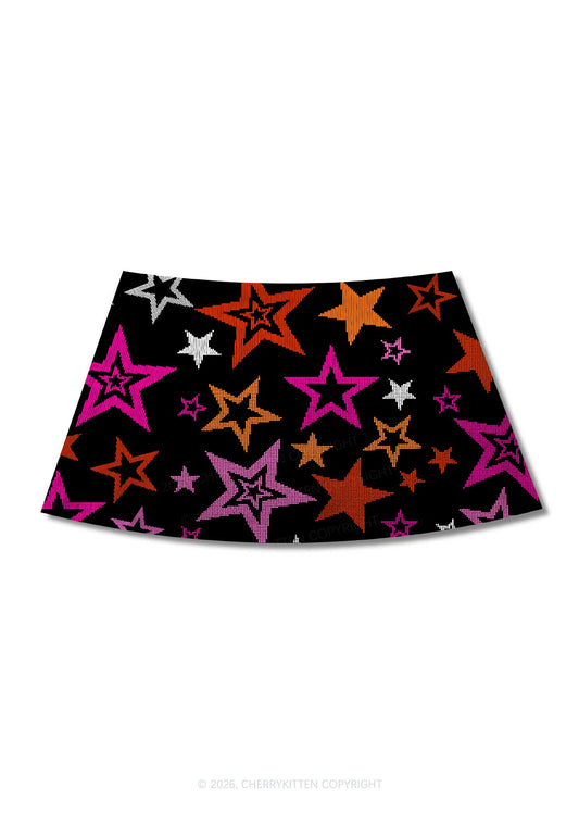 Lesbian Star Pride Y2K Print Mini Skirt Cherrykitten