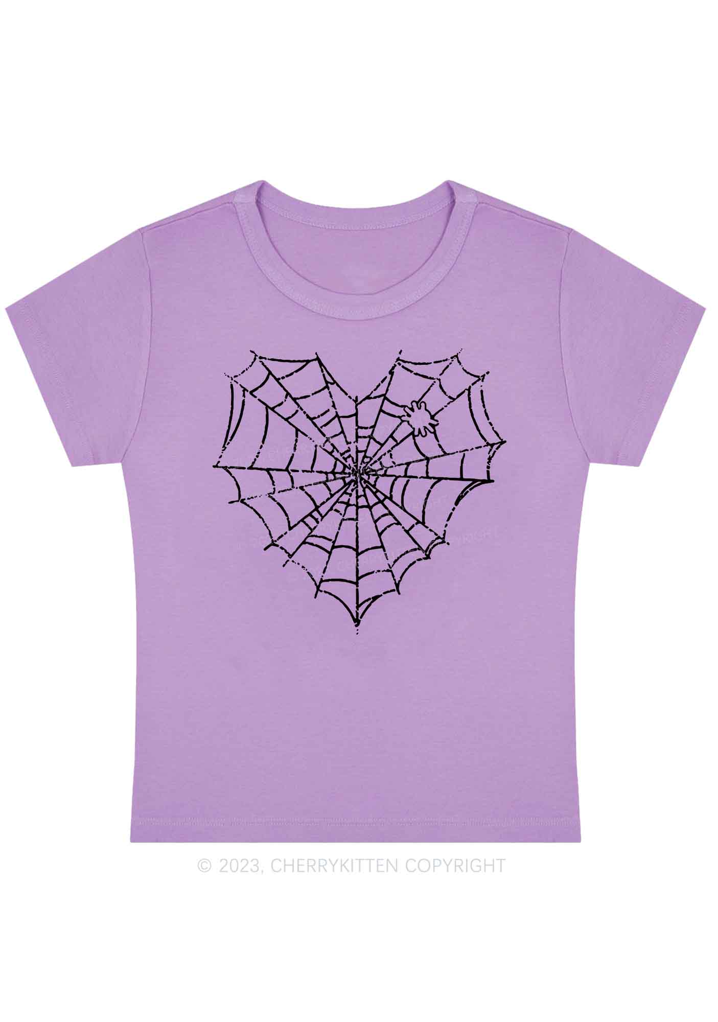 Halloween Heart Shaped Spider Web Baby Tee Cherrykitten
