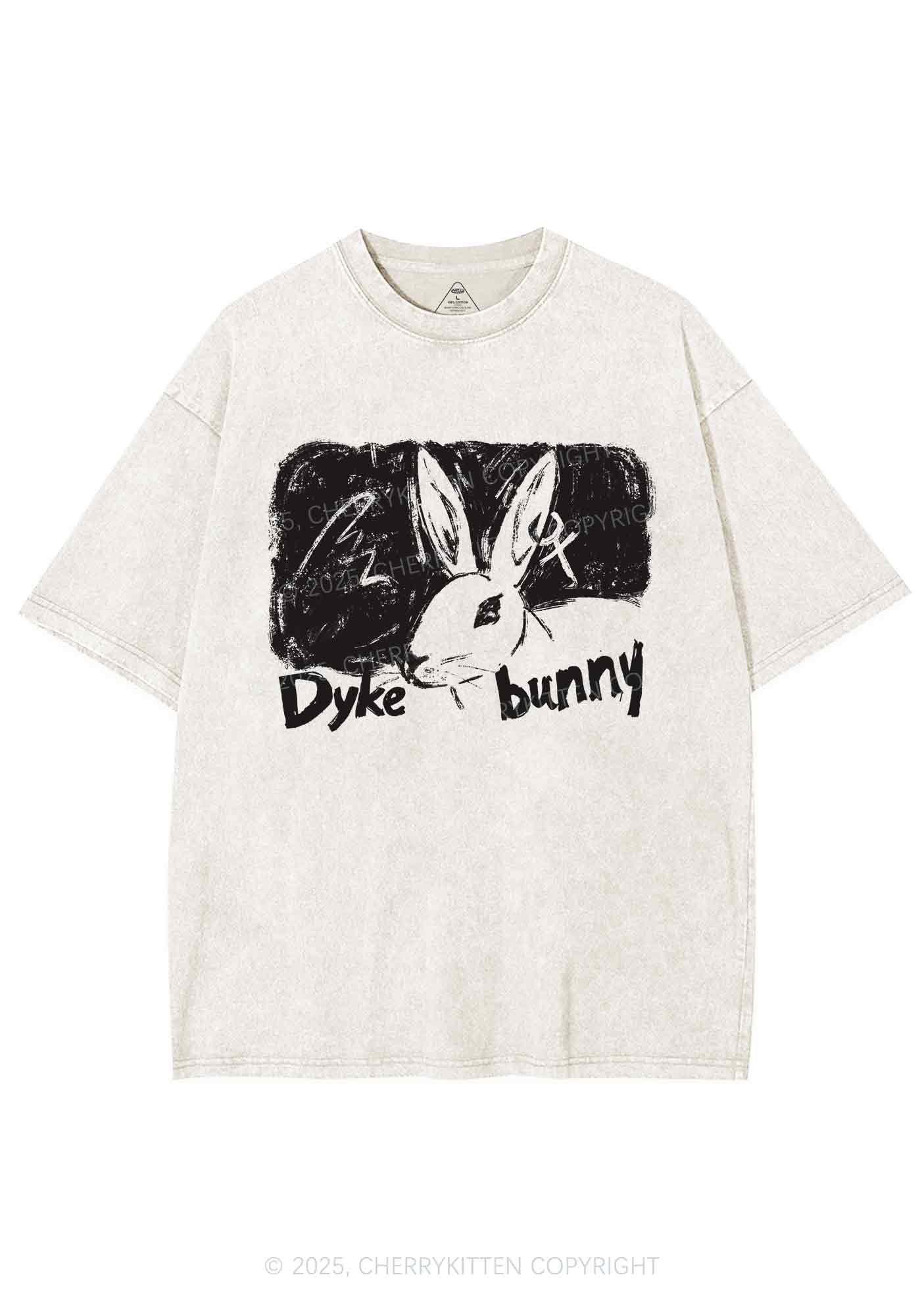 Dyke Bunny Y2K Shirts Washed Tee Cherrykitten
