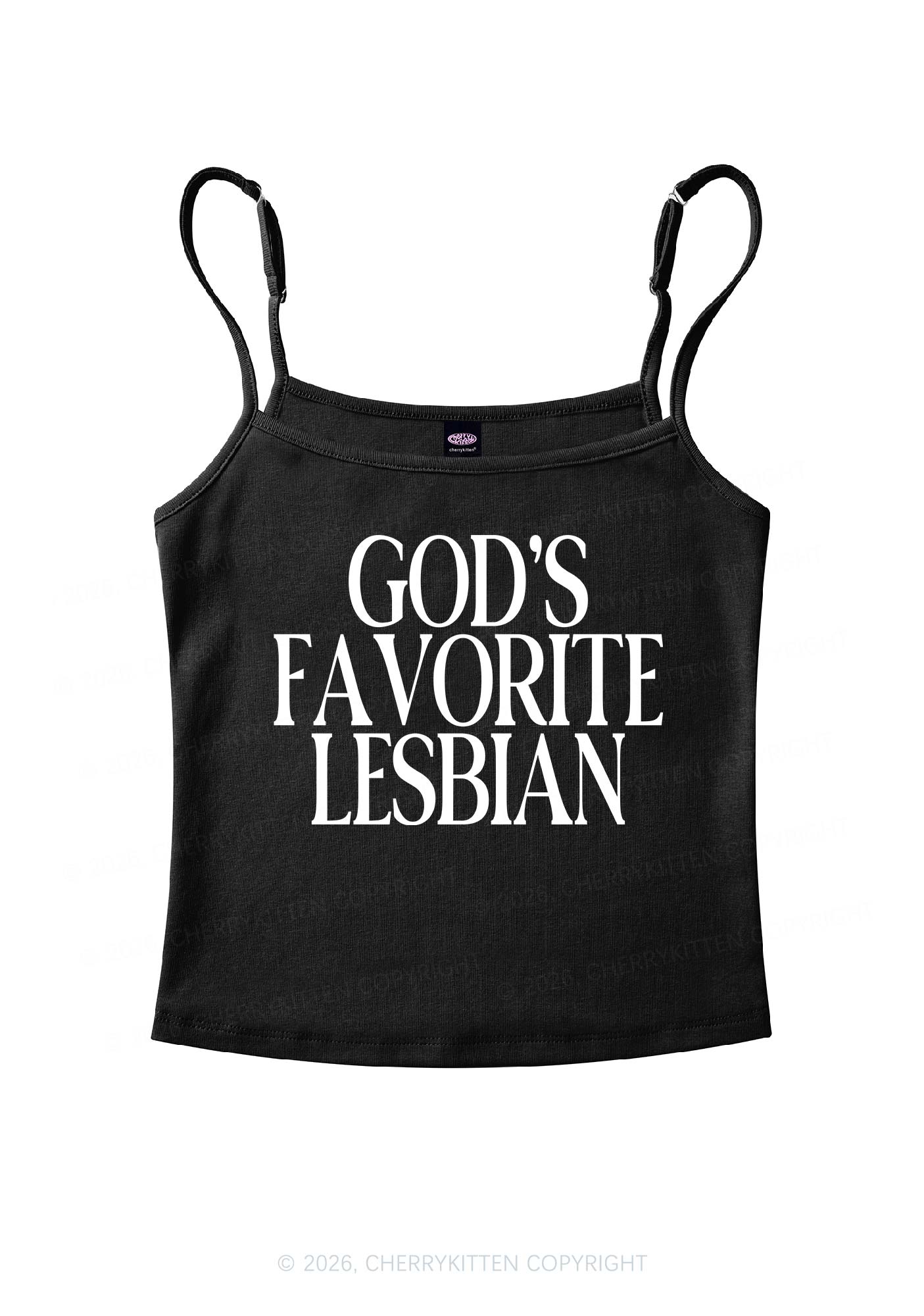 Gods Favorite Lesbian Pride Y2K Spaghetti Strap Cami Cherrykitten
