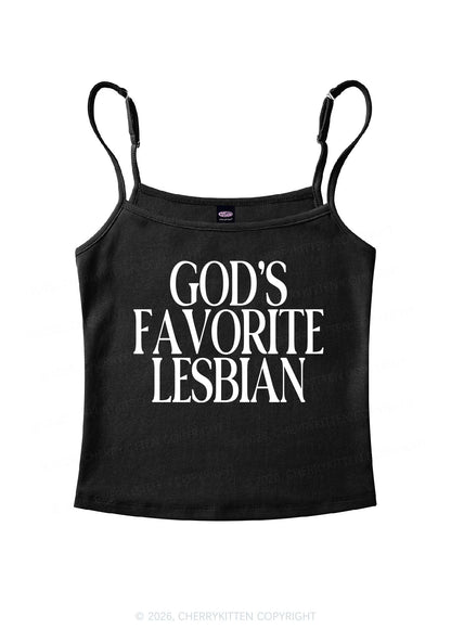 Gods Favorite Lesbian Pride Y2K Spaghetti Strap Cami Cherrykitten