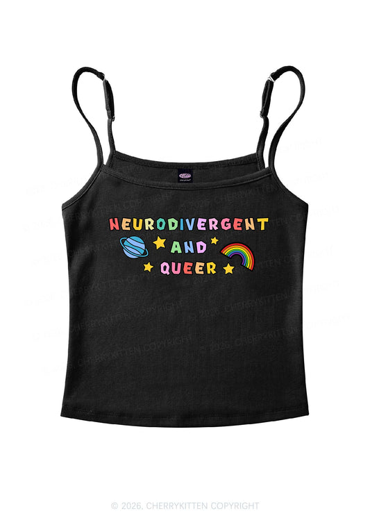 Neurodivergent And Queer Pride Y2K Spaghetti Strap Cami Cherrykitten