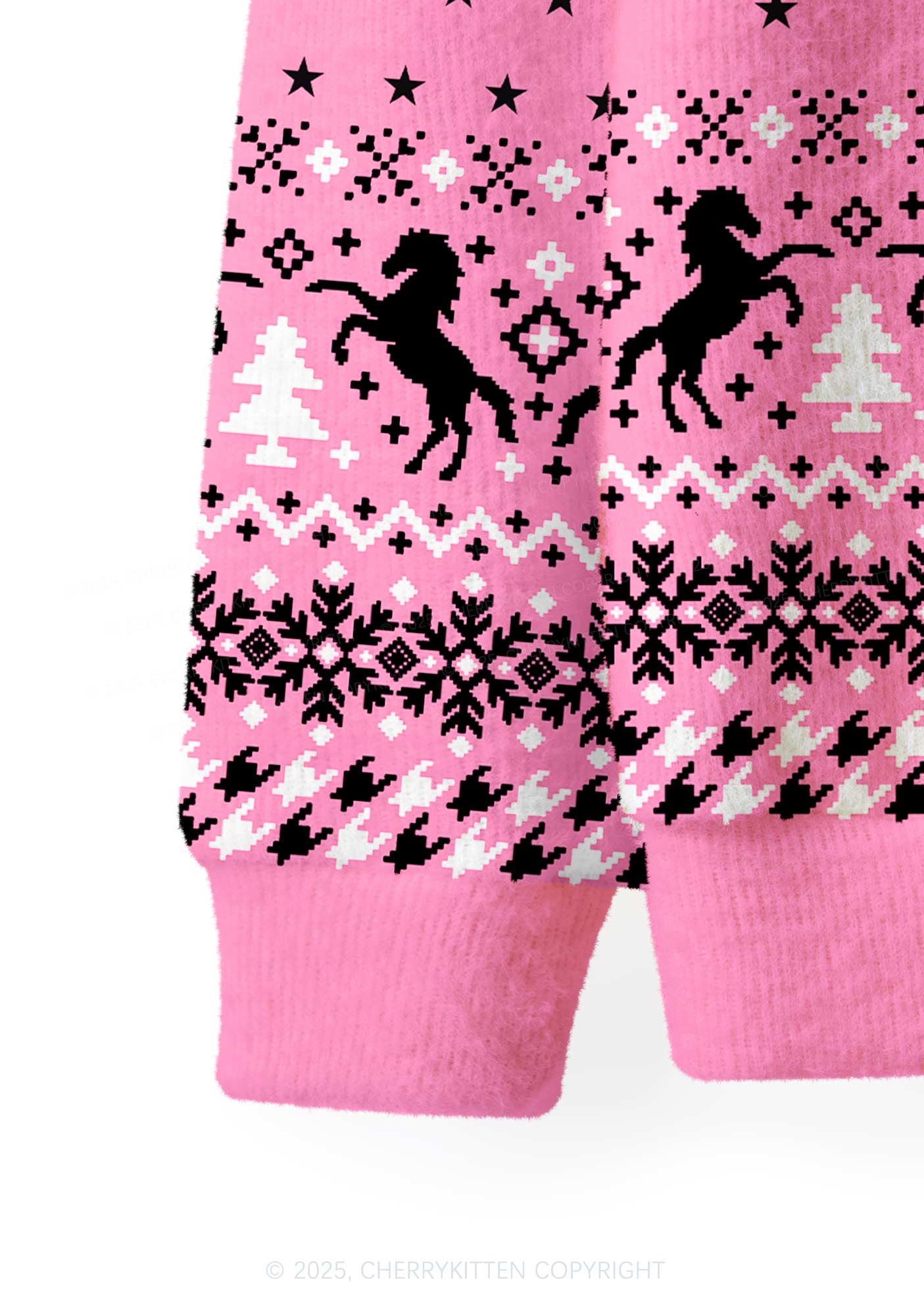 Ride A Mustache Y2K Christmas Cardigan Knit Sweatshirt Cherrykitten