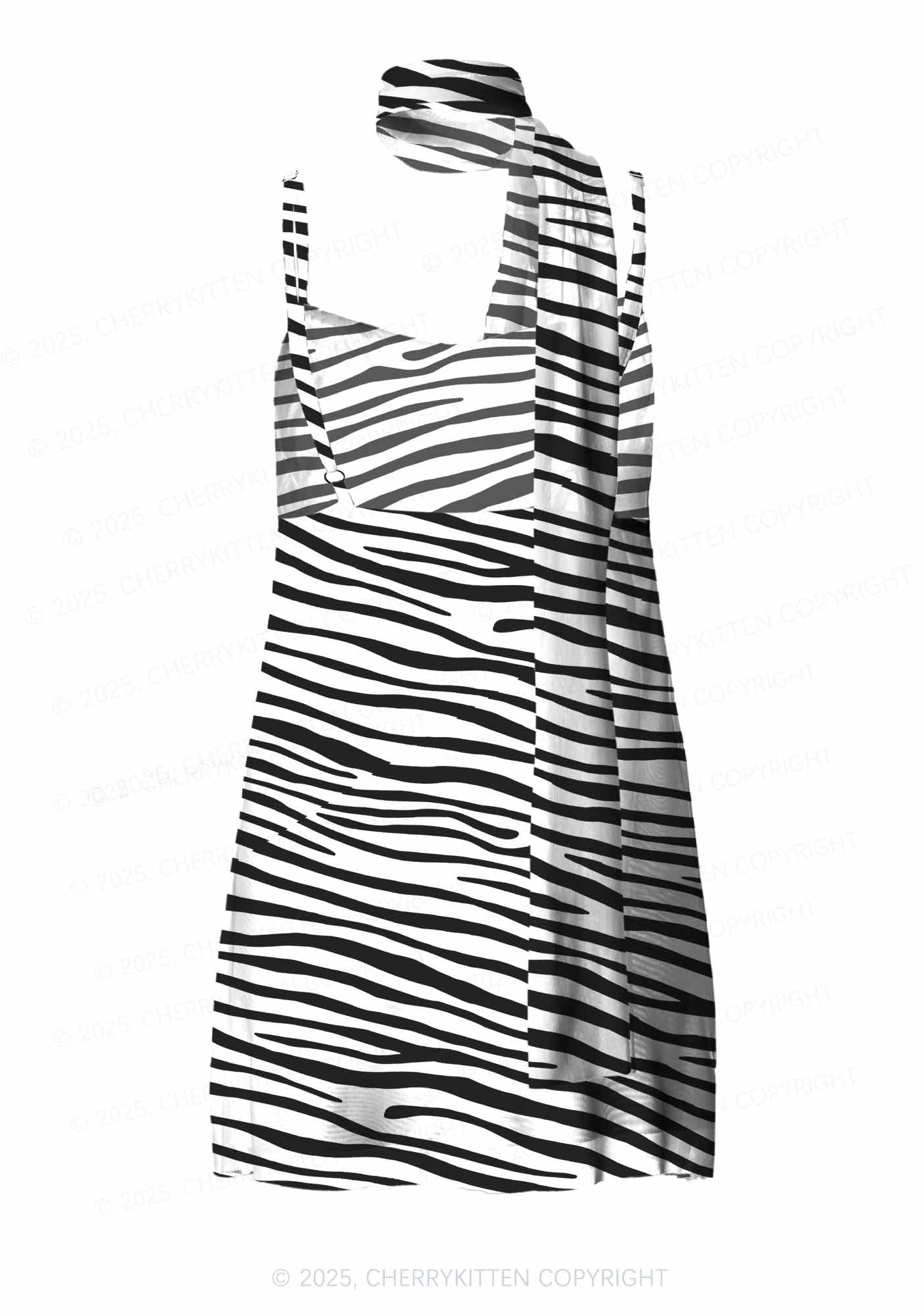 Zebra Pattern Y2K Mesh Slip Dress Cherrykitten