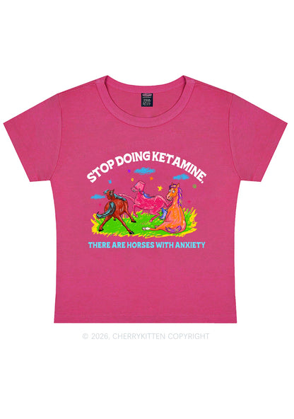 Horses With Anxiety Y2K Baby Tee Cherrykitten