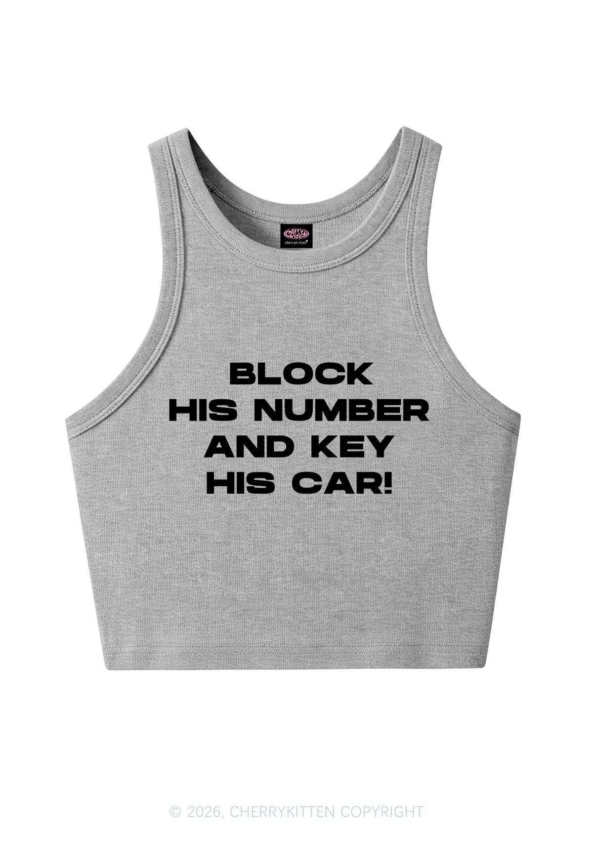 Block His Number Y2K Crop Tank Top Cherrykitten