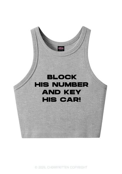 Block His Number Y2K Crop Tank Top Cherrykitten