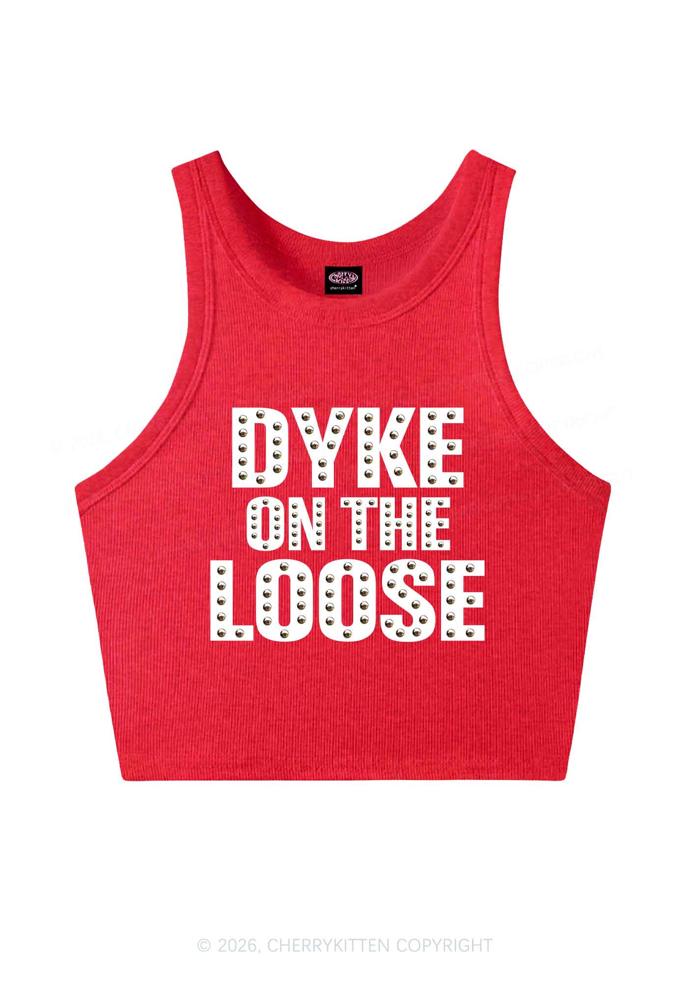 Dyke On The Loose Pride Y2K Crop Tank Top Cherrykitten